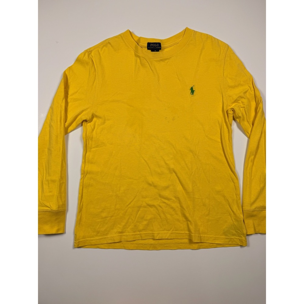 Polo Ralph Lauren Boys Yellow Long Sleeve Crew Neck T-Shirt Size M 10-12